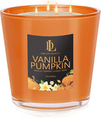 Vanilla Pumpkin Candle, Fall Scented Candle, Large 30oz Natural Soy Candles, 4-Wick 80 Hour Burn Time, Autumn Fragrance Candles Gifts for Home Decor