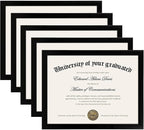 upsimples Certificate Frame with High Definition Glass, 8.5 by 11 Picture Diploma Document Frames for Wall and Tabletop, Black 5 Pack