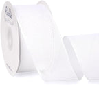 Ribbli White Burlap Wired Ribbon, 2-1/2” Inch x Continuous 20 Yard, White Wired Ribbon for Wreaths,Big Bows,Tree Decoration,Outdoor Decoration