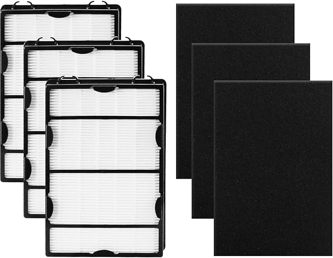 Improvedhand HAPF600 HEPA Filter Replacement for Hol-mes Air Purifier, Replace HAPF600D, HAP615, HAP625, HAP650, HAPF600D-U3, HAP725, HAP750 Filter B, 3 HEPA Filters & 3 Carbon Pre-filters