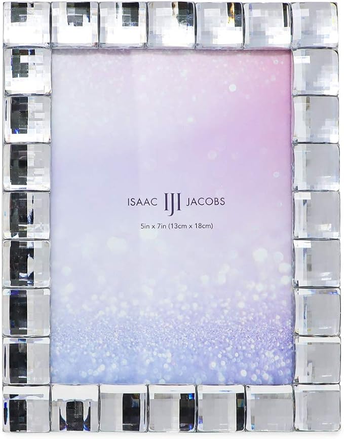 Isaac Jacobs Decorative Sparkling Clear Jewel Picture Frame, Photo Display & Home Décor (5x7, Clear)