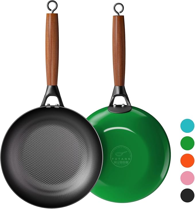 YUTANN Nonstick Frying Pan 12 inch, Ceramic Cast Iron Skillet, Lightweight Pre-seasoned Cast Iron Pan with Detachable Handle, Dishwasher & Oven Safe, Free of PFAS and PFOA
