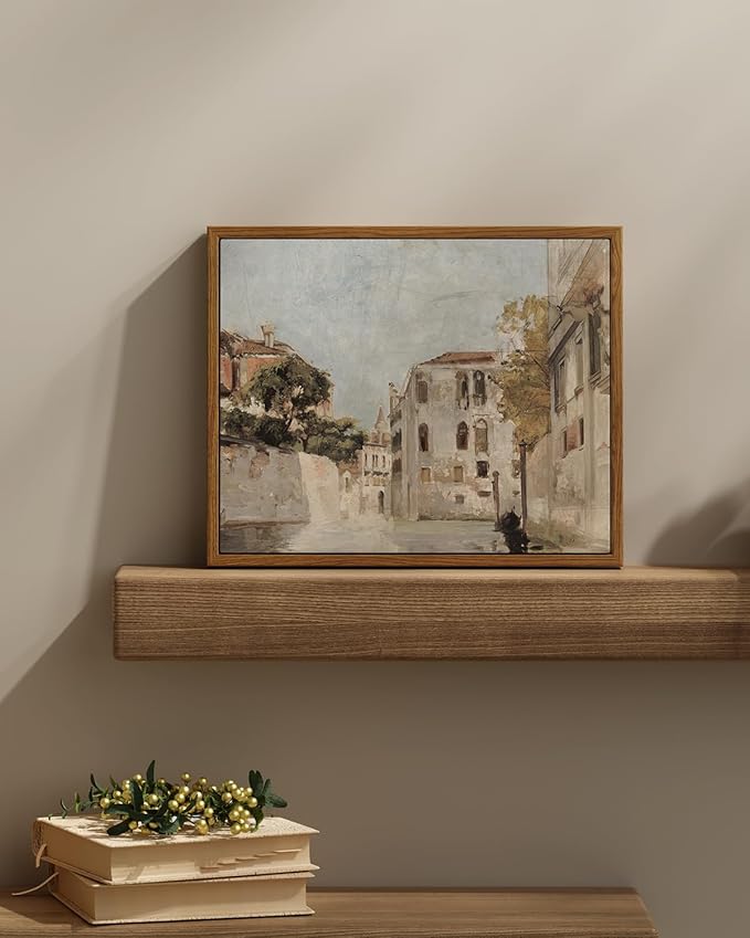 InSimSea Framed Wall Art for Living Room Classical Cityscape Artwork Wall Decorations View of Venice Canvas Prints Bathroom Pictures Farmhouse Office Home Wall Decor 11x14in