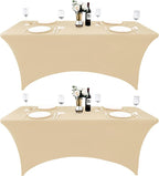 2-Pack 8ft Spandex Table Covers for Rectangle Folding Tables - Washable Elastic Tablecloth - Ultimate Fitted Table Protector for Birthday Parties, Trade Shows, Banquet
