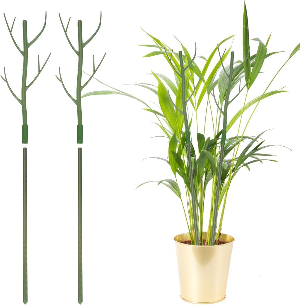 uxcell 2 Pcs Plant Support Stakes, 27.5" Twig Plant Stem Support Structures Garden Branches Plants Supports for House Potted Monstera Plants, Green