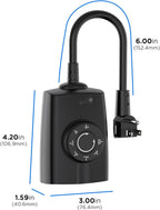 G-Homa Outdoor Timer, Dusk to Dawn Timer, Outdoor Light Timers Waterproof, 2 Grounded Outlets Timers for Christmas Lights, 15A 1/2HP, CSA Listed, Light Sensor Timer 2Pack, Black, OT1004D