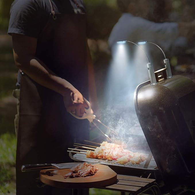 BBQ Grill Lights Magnetic Base Super-Bright LED Lights-360 Degree Flexible Gooseneck, Weather Resistant, Task Lighting Barbecue Grilling, 2 Pack