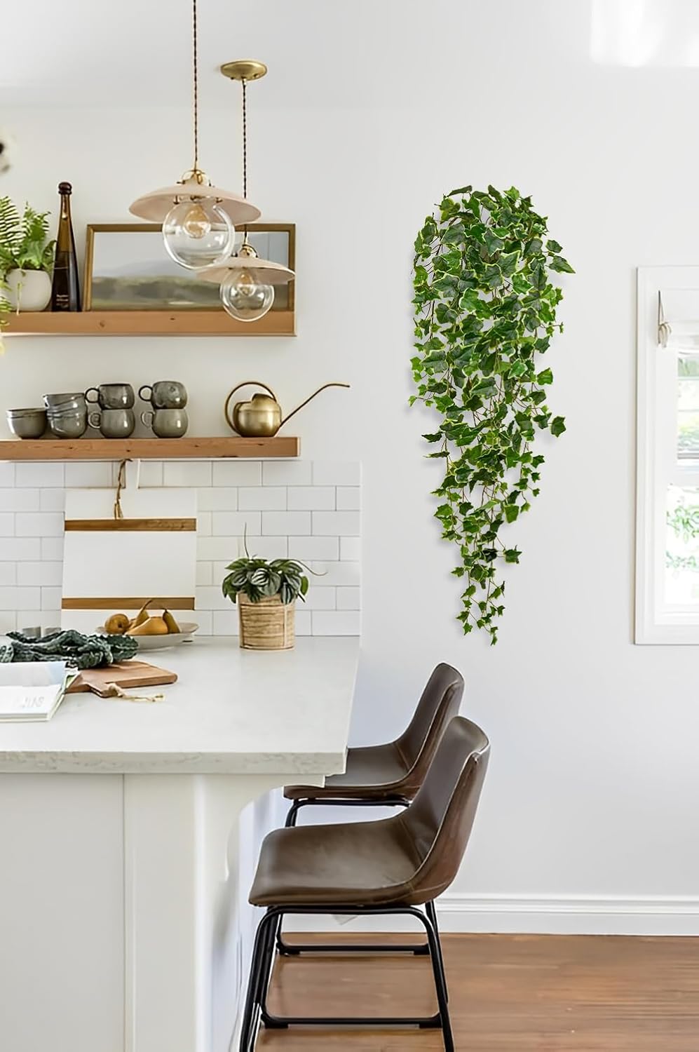 Hollyone Artificial Hanging Plants Wall Potted 47.2" Fake Ivy Vine Faux Ivy Leaves Hanging Greenery Plants for Wall Home Bedroom Indoors Outdoors Garden Patio Decor