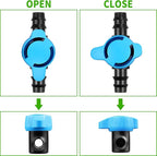 JAYEE Drip Irrigation Valve Tubing Fittings 1/2 inch, 4 Pcs Barbed Switch Valves Drip Line Parts For 1/2 Inch Drip Irrigation Tubing (.570-.620" ID), Shut Off On Water Flow For Sprinkler Systems