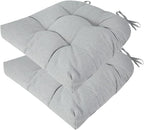 FUNHOME Outdoor Chair Cushions 19 x19 Inch,Water Resistant Tufted Seat Cushions 19",Reversible,Weather Resistant,Rounded Back Wicker Chair Cushion for Patio Garden Furniture(Light Gray)