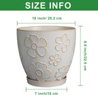10 Inch Ceramic Planter Pot Large Plant Pot for Indoor Plants Outdoor Round Flower Pot with Drainage Hole and Saucer for Home Garden Decor White