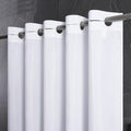 Extra Wide No Hook Shower Curtain,96 Inch Width White Fabric Shower Curtains with 12 Plastic Built-in Hooks,Waterproof & Machine Washable Hotel Style for Bathroom,96x72 Inch