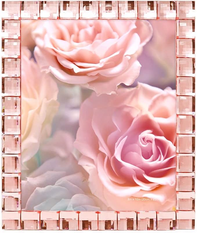 Isaac Jacobs Decorative Sparkling Jewel Picture Frame, Photo Display & Home Décor (8x10, Blush)