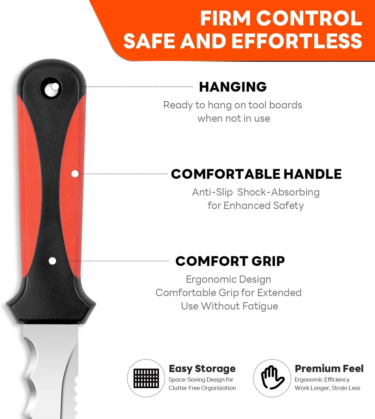 Insulation Knife - Sod Cutter Knife: stainless steel 11.14-Inch sharp blade, double side utility Lawn Repair Saw with Nylon Sheath