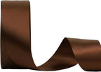 LaRibbons Brown Ribbon 1 1/2 Inch 25 Yards Double Faced Friar Brown Silk Ribbon for Flower Bouquet Crafts Gift Wrapping Wedding Party Decoration