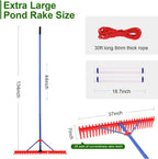 Lake Rake,Pond Weed rake,Heavy Duty Razer Rake,Large Pond Aquatic Rake-39 Wide Head with Alloy Tines , Floating Lake for Removal of Weeds Leaves & Floating Scum ,Shoreline & Beach Landscaping Tool