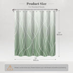 Punkray Ombre Green Striped Polyester Shower Curtain for Bathroom with Hooks, Shower Curtains for Bathroom, Waterproof Bath Accessories Hotel Style - Machine Washable 72 x 72