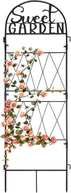 hogardeck 1PC Metal Garden Trellis 45 * 35 inch for Climbing Plants Flowers Outdoor,Heavy Duty,Black Coating Rustproof Trellis for Rose, Vegetable, Flowers, Perfect for Training Climbing Plants