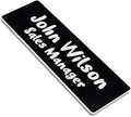 Custom Engraved Name Tag Badges for Business, Personalized Identification with Pin, Magnetic, Adhesive, or Blank Backing, 1"x3", Black/White Text