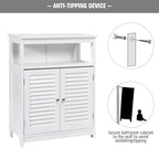 Tangkula Bathroom Floor Cabinet, Wooden Freestanding Storage Cabinet with Double Shutter Door & Adjustable Shelf, Storage Cabinet for Bathroom Living Room (White)