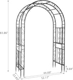 VINGLI Garden Arbor, Arch Archway for Wedding Ceremony Party, Steel Garden Trellis for Plant Climbing, Christmas Garden Decorations Pergola for Garden, Backyard, Lawn (Black, 52.2x22.8x83.9in)