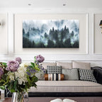 Lapremoly Large Size Canvas Wall Art For Living Room Farmhouse Wall Decor For Bedroom Fashion Wall Poster Fog forest Scenery Pictures Artwork Office Decor Painting Modern Home Decorations 24"X48"