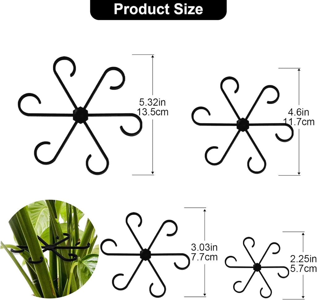 12pcs Climbing Houseplant Stem Supports,Plant stem Support Indoor Outdoor Use,Stem Hook Growth Accessories for Plant Garden, Promotes Upright Growth and Airflow(Black)
