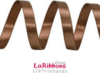 LaRibbons Brown Satin Ribbon 3/8 Inch 50 Yards Thin Luxury Double Faced Mocha Mousse Silk Ribbon for Flower Bouquet Crafts Gift Wrapping Wedding Decoration