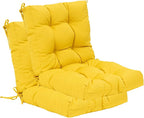 QILLOWAY Outdoor Chair Cushion for Patio Furniture, Waterproof Patio Cushions Set of 2 with Ties, Fade Resistant Replacement Pads for Outdoor Rocking Chairs,Yellow