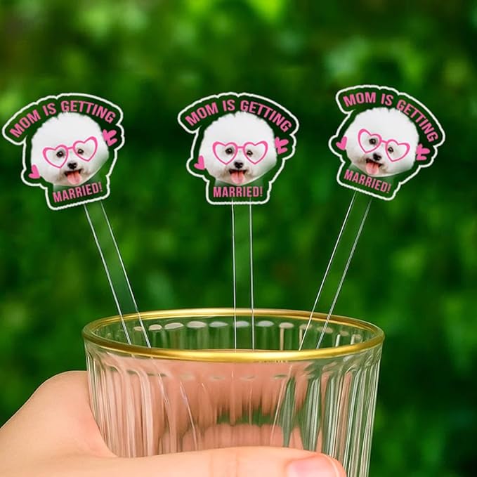Custom 50 Pcs Double-Sided Wedding Pet Stir Sticks, Personalized Dog Cat Stir Stick, Acrylic Cocktail Stirrers, Wedding Drink Stirrers, Bachelorette Party Decorations, Bridal Shower Gifts