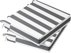 AAAAAcessories Outdoor Seat Cushions for Chairs, Waterproof, Fade-Resistant, 18" x 18" x 2", Patio Furniture Replacement Cushions, Set of 2, Gray Cabana Stripe