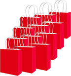 qiqee 50-Packs Red Paper Gift Bags with Handles Bulk 11"x8.3"x4.3" Medium Size Paper Bags Multiple Uses