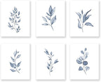 XUOIAYNB Watercolor Minimalist Leaves Wall Art Print- Living Room or Bedroom Decor, Modern Botanical Plant Canvas Print (Set of 6), Unframed, 8X10 inch 2