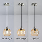 Light Brown Glass Pendant Lights Kitchen Island Globe Pendant Light Fixtures Modern Pendant Lighting for Bedroom Living Dining Room Light Fixture (5.9 in, 2 Pack)