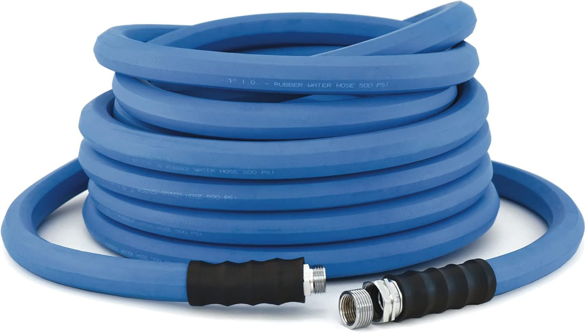 BluSeal Hot/Cold Water Rubber Garden Hose, 100% Rubber, Ultra-Light, Super Strong, 500 PSI, 50F to 190F Degrees, High Strength Polyester Braided (3/4" x 150)