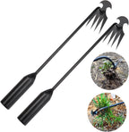 WMM Weed Puller Tool Gardening Tools Set of 2 Uprooting Weed Pulling Tool, 4 Teeth Manganese Steel Forged Weeding Tool for Vegetable, Portable Hand Weeder Tool for Garden Farm Planting Weeding