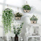 WEISPARK Artificial Hanging Flowers, 4pcs Fake Eucalyptus Vine Faux Flower Greenery Garland Plastic Plants for Indoor Outdoor Wall Garden Wedding Home Party Decor (White)