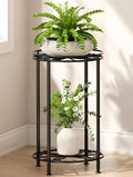 Josmimic Plant Stand 2-Tier 10.2in Width 16.4in Tall Flower Pot Rack Small Plant Table Metal For Indoor Outdoor