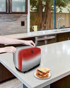 Toaster Cover 4 Slice Red Grey Ombre Toaster Oven Cover with Pockets Gradient Gradual Color Dustproof Bakeware Protector Small Kitchen Appliance Dust Covers and Fingerprint Protection for Women