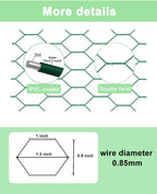 Garden Poultry Green Chicken Wire - 13.7 '' × 393 '' Chicken Wire Floral for Crafts, Garden Fence Animal Barrier, 1 inch Mesh Poultry Netting Fence, Pet/Rabbit/Chicken Wire Fencing