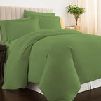 Pizuna Pure 100% Cotton King Duvet Cover Set, Luxurious 400 Thread Count Long Staple Cotton Sateen Weave with Button Closure (Combed New Green Cotton Duvet Cover King)