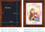 RPJC 6x8 inch Picture Frame Made of Solid Wood and High Definition Glass Display Pictures 4x6 with Mat or 6x8 Without Mat for Wall Mounting Photo Frame Brown