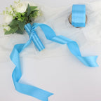 Light Blue Solid Satin Ribbon 2 Inch 25 Yards Solid Polyester Fabric Ribbon for Gift Wrapping Wedding Christmas Baby Shower Birthday Party Decoration Handmade Immortal Flower Craft