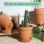 vensovo 6 Inch Terracotta & Clay Pots for Plant with Saucer, 4 Pack