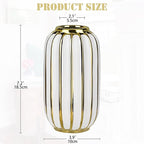 Briful Gold Plated Lantern Ceramic Vase Home Decor Creative Design Porcelain Decorative Flower Vase 8.66'' White Ceramic Vases for Wedding Anniversary Decoration