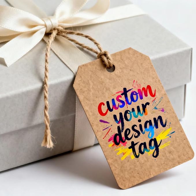 Custom Brown Kraft Paper Tags,Personalized Your Logo and Text Price Hang Tags for Clothes Gift Jewelry Handmade Business Wedding Birthday Favors