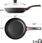 SENSARTE Nonstick Frying Pan Skillet with Lid, 11inch Non Stick Pan Omelette Pans, Healthy Kitchen Cooking Chef's Pan with Cover, Free of Intentionally Added PFOA/PFOS, Induction Compatible, Black