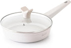 THE ROCK SOHO 8-Inch Non Stick Frying Pan with Lid–Nothing Sticks, Never Warps, Lasts Longer, Ceramic Non Toxic Skillet with Heat-Resistant Handle, PTFE PFOA & PFAS Free, Oven & Dishwasher Safe, Cream