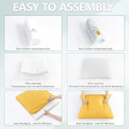 24x24 Inch Outdoor Chair Cushions Set of 4, Patio Furniture Cushions - Removable Cover, Water-Repellent, Fade-Resistant, Non-Slip Bottom & Straps, Replacement for Deep Seat Sofa & Couch - Yellow