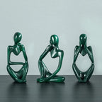Thinker Statue Gold Decor Abstract Art Sculpture, Golden Resin Collectible Figurines for Home Living Room Office Shelf Decoration,Great Gift Ideas (Green)